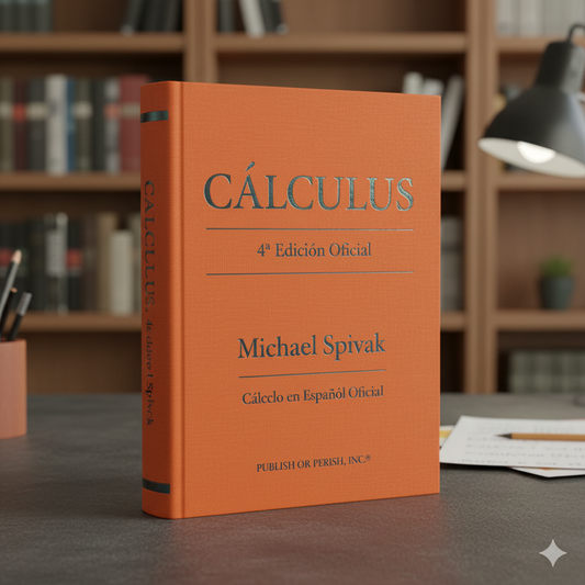 Calculus, 4ª Edición (Primera Edición Oficial en Español) libro de tapa dura color naranja. Muestra el título CALCULO en letras de foil iridiscente, el autor Michael Spivak, y el texto 4ª Edición Oficial.